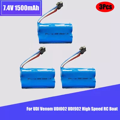 3Pcs 7.4V 1500mAh Li-ion Battery For UDI Venom UDI002 UDI902 High Speed RC Boat • $38.99