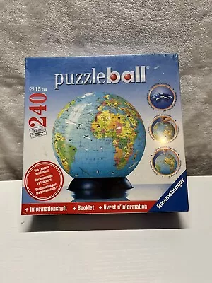 Ravensburger PuzzleBall 3D Globe Jigsaw 6  Puzzle 240 Pcs W/ Base New 2009 • $14