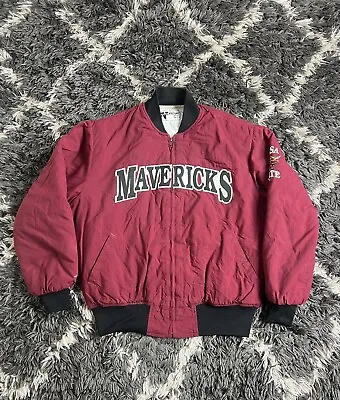 Vintage 90s Mavericks Puffer Jacket Men’s XL Red Full Zip Victory Apparel • $34.99