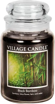 Village Candle Black Bamboo 21.25 Oz Glass Jar Scented Candle Large • $31.17