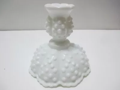 Vintage Fenton Glass Candle Stick Holder Hobnail Panels White Milk Glass 4 1/2  • $23.24