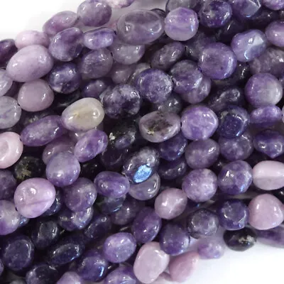 $6.99 • Buy Natural Purple Lepidolite Pebble Nugget Beads Gemstone 15.5  Strand 6-7mm 7-9mm