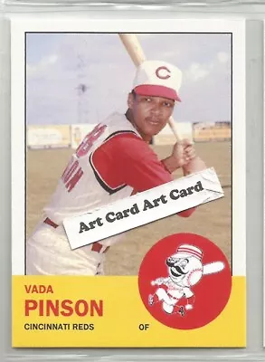 Vada Pinson Cincinnati Reds 2022 Custom Made Baseball Art Card  1963 Style • $5.69