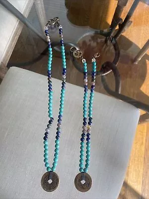 Energy Muse 2 Good Health Necklaces Turquoise With A Tie T Coin Pre- Owned • $129.99