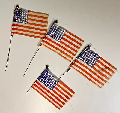 Vintage 1940s 4 Mini Silk USA American Flags With 48 Stars Made In Japan • $19.50