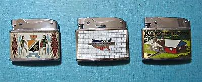 Lot Of (3) Vintage Advertising Flat Lighters - All Nice Graphics - Rosen Others • $62