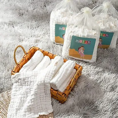 Mukin Baby Washcloths 100% Cotton Natural Muslin Gentle Soft 12 X12  10 Ct  • $9.99