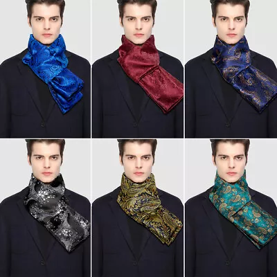 Mens Silk Scarves Tie Red Paisley Fashion Mens Dress Scarf Long Shawls Neck Wrap • $15.99