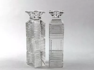 Val St Lambert Crystal Metropolis Candlestick Candle Holder Set • $180