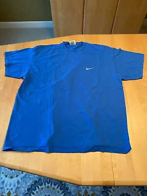 Vintage Nike Check Swoosh White Tag Blue SS Shirt XL • $26.99