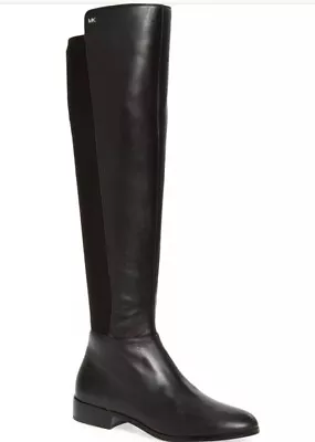 NIB Michael Kors Bromley Flat Black Leather Stretch Boot 40F9B0FBEL • $74