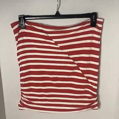 Cabi Women’s Large Blaine Tube Top Coral White Striped Summer Vacation Casual • $9.99