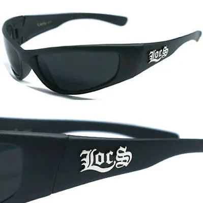 Locs Mens Gangster Sunglasses Free Pouch - Matte Black Frame/ Black Lens LC53 • $16.97