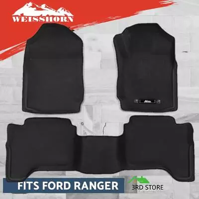 Weisshorn Ford Ranger Car Floor Mats PX PX2 PX3 Dual Cab 2011-2019 3D Rubber • $105.89