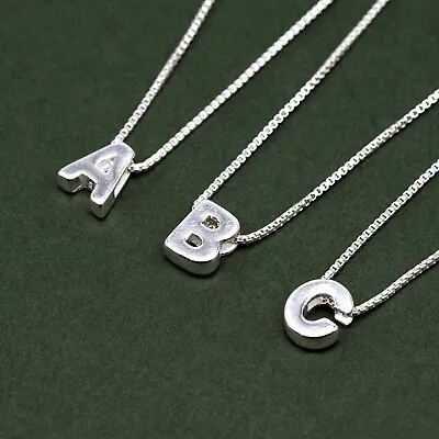 Genuine 925 Sterling Silver Letter Initial Charm Necklace Minimalist Charm • £9.69