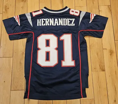 AARON HERNANDEZ Blue NEW ENGLAND PATRIOTS Youth NFL Stitched Replica Jersey S • $72.24
