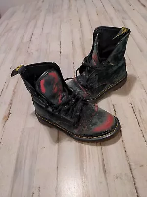 Dr Martens Boots Green Velvet  Red UK 3 US 5 Well Worn As Is READ Docs • $59.99