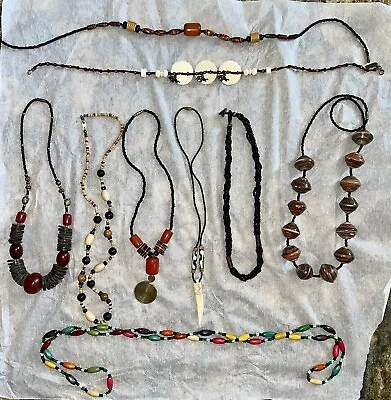 $32 • Buy Unique Vintage LOT African Beaded & Wooden Necklaces *9 Pieces Of Jewelry*