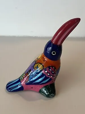 Vintage Mexican Hand Painted Folk Art Ceramic Bird Toucan 4” Vibrant Colored • $6.49