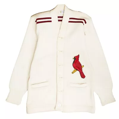 Vintage Dwight Eisenhower Cardinals Varsity Wool Knit Cardigan Sweater Small • $80