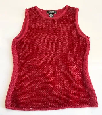 Vtg ETINCELLE Red Angora Wool Sequin Sleeveless Sweater T2 S/M • $49.99