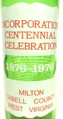 Vintage ACL Soda POP Bottle: Green MILTON W. VA COMMEMORATIVE BOTTLE  16 Oz ACL • $19.99