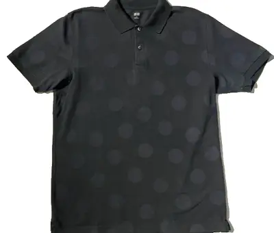 Vintage Rare UNIQLO Mens Black Big Polka Dot Polo Shirt 100% Cotton Sz L • $27.30