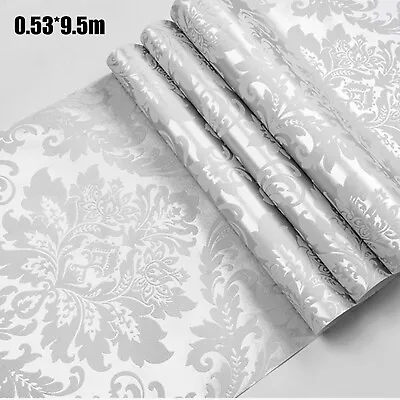 9.5M Luxury Designed Damask Embossed Flocked Textured Non-woven Wallpaper Roll • £22.75