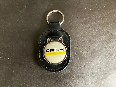 OPEL  Black Leather Keychain Enamel Logo Badge Vintage • $30