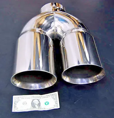 4  DUAL 6  DIESEL EXHAUST TIP 4.00  STAINLESS STEEL POLISHED CHROME MITER STACk • $154