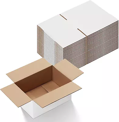 9X6X4 Shipping Boxes Set Of 25 White Corrugated Cardboard Box For Pa • $40.69