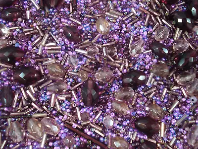 Czech Glass Bead Mix 50g Purple/Lilac/Amethyst Jewelry Jewellery FREE POSTAGE • $5.90