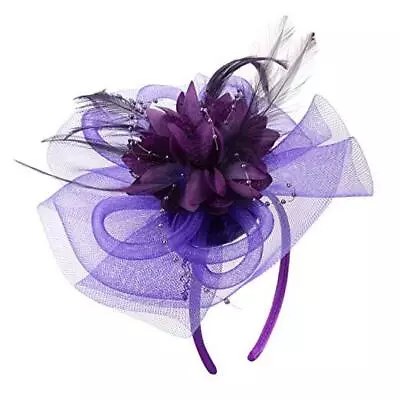 Girls Fascinators Hat Cocktail Tea Party Hair Clip Veil One Size Purple • $27.11