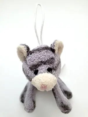 Grey Tabby Kitty Cat Mini Plush Tabbie Toy Kitten Cream Muzzle Ears Hang String • $7.83