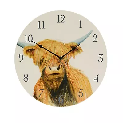 Highland Cow Wall Clock 12 Inch Outdoor Indoor Arabic Numerals Country 5164022 • £26.99