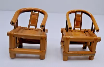 X2 Bamboo Doll House Furniture Chairs Mini Vintage Retro Collectable 1970's • $18.99