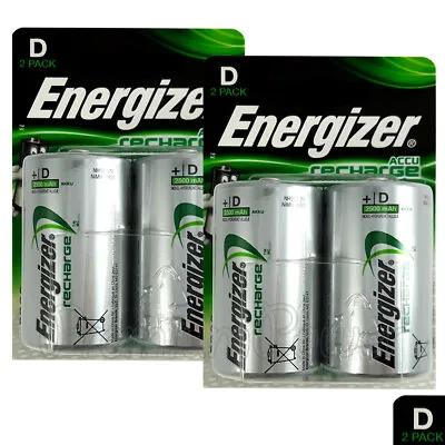 4 X Energizer Rechargeable D Size Batteries Recharge Power NiMH 2500mAh LR20 • $26.42
