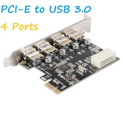 £8.95 • Buy 4Port PCI-E To USB 3.0 PCI Express Expansion Card Adapter Hub VIA 5Gbps