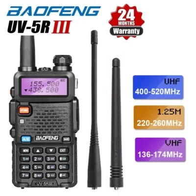 $42.99 • Buy UV-5R III Tri- Band Two Way FM Radio UHF VHF Walkie Talkie + Earpiece