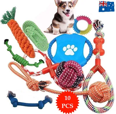$16.50 • Buy 10PC Dog Braided Rope Toys Pet Puppy Chew Bite Toy Gift Tough Cotton Clean Teeth