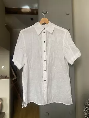 Cos Linen Shirt White Button Up 34 8 Summer • £0.99