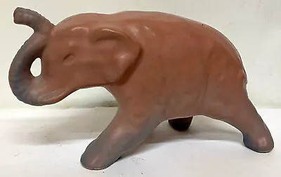 Vintage VAN BRIGGLE Pottery Trunk Up Elephant Figure Pink Persian/Mulberry? • $149.99