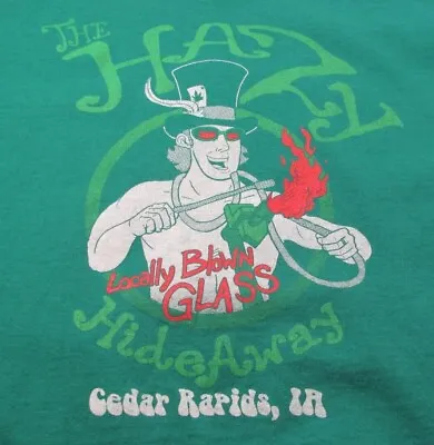 Hazy Hideaway T-Shirt Unisex XL Green Cedar Rapids Iowa Locally Blown Glass Vtg • $24.24