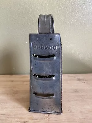 Vintage Bromco Hand Box Grater Metal Tin Shredder Rustic Farmhouse Decor Patina • $9.99