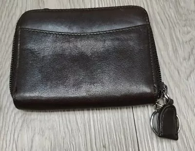 Eddie Bauer Women's Brown Leather Wallet  Coin Holder Zip Around  • $20