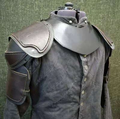Men Medieval Steampunk Cosplay Shoulder Armor PU Leather Body Chest  • $42.23