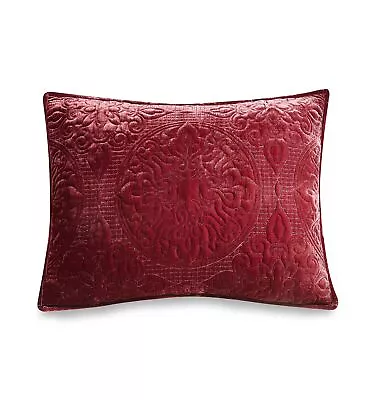 Martha Stewart Collection Medallion Velvet Quilted Pillow Sham Red Standard • $25.53