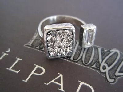 $49.99 • Buy SILPADA RETIRED Sterling Silver 925 Swarovski Crystal Split CUFF Ring Sz 6 R3404