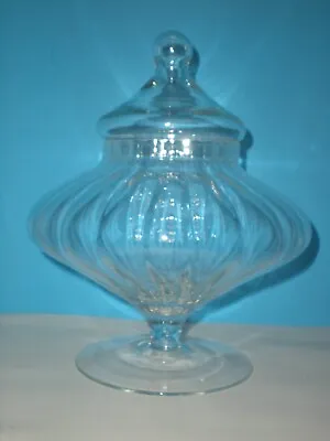 $72.99 • Buy 9  Apothecary Jar Canister Circus Tent Lid Ribbed Vtg Empoli Candy Container