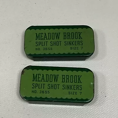 Two Vintage Meadow Brook Split Shot Sinker Tins Size 7 3555 14 Sinkers • $28.49